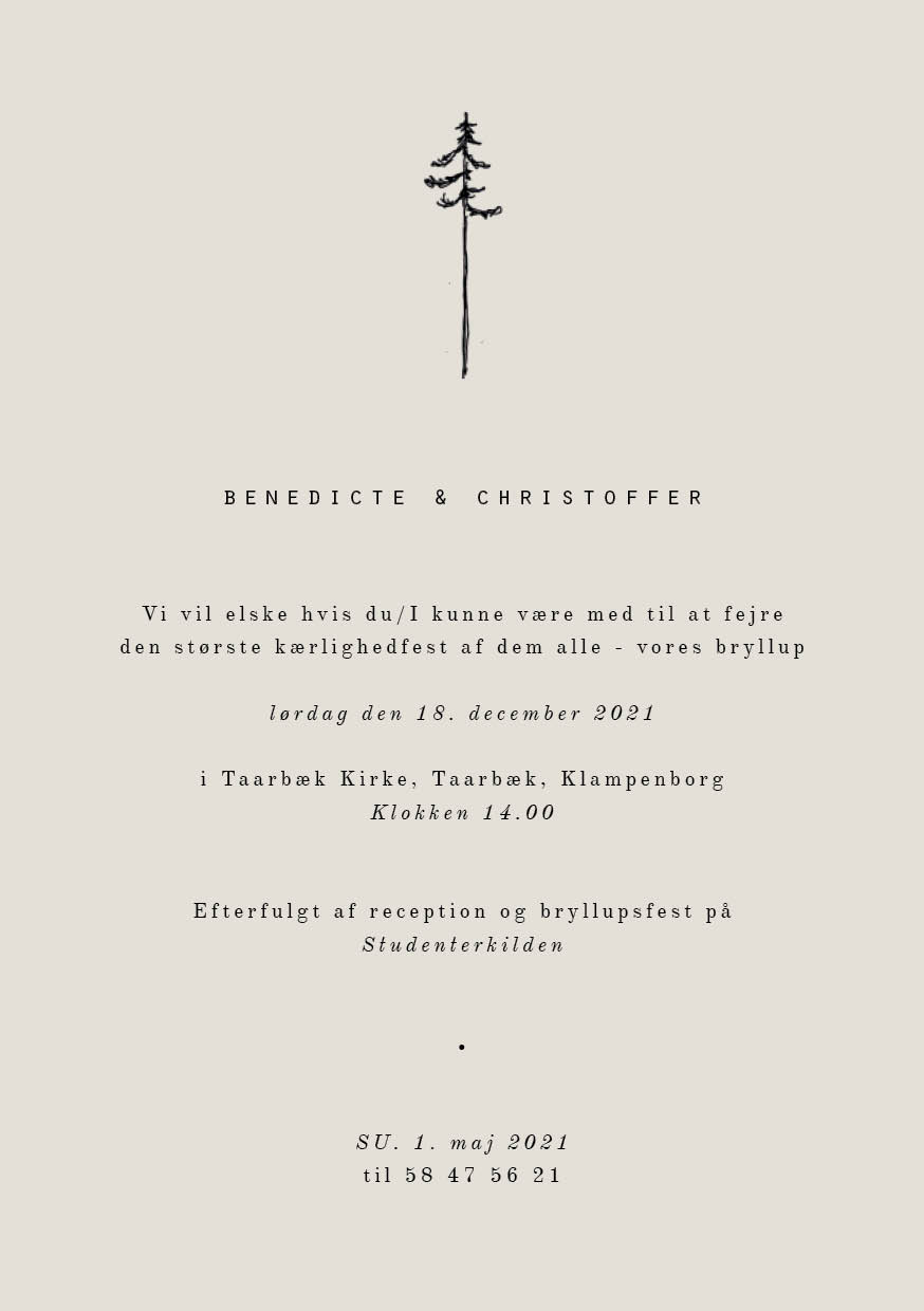 Minimalistisk - Benedicte & Christoffer bryllupsinvitation